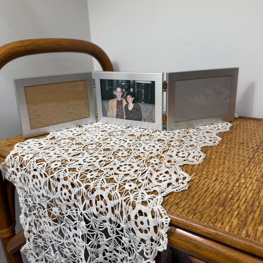 Vintage Burnes of Boston Trifold Hinged Picture Frame Silver 3-Photo